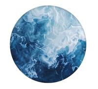 4 PCS Small Gaming Mouse Pad - Abstract Ocean Waves Round Rubber Base Desk Mat, Desk Pad with Stitched Edges, Mousepad for Laptop, PC Keyboard Mouse Mat for Work Game Office 7.9 in