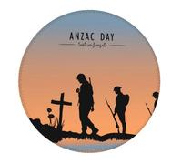 4 PCS Small Gaming Mouse Pad - Anzac Day Round Rubber Base Desk Mat, Desk Pad with Stitched Edges, Mousepad for Laptop, PC Keyboard Mouse Mat for Work Game Office 7.9 in