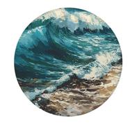 4 PCS Small Gaming Mouse Pad - Blue Ocean Waves Round Rubber Base Desk Mat, Desk Pad with Stitched Edges, Mousepad for Laptop, PC Keyboard Mouse Mat for Work Game Office 7.9 in