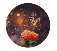 4 PCS Small Gaming Mouse Pad - Butterfly Sitting on a Flower Round Rubber Base Desk Mat, Desk Pad with Stitched Edges, Mousepad for Laptop, PC Keyboard Mouse Mat for Work Game Office 7.9 in