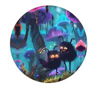 4 PCS Small Gaming Mouse Pad - Cute Fuzzy Fantasy Creatures Round Rubber Base Desk Mat, Desk Pad with Stitched Edges, Mousepad for Laptop, PC Keyboard Mouse Mat for Work Game Office 7.9 in