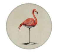 4 PCS Small Gaming Mouse Pad - Flamingo Sitting On Chair Round Rubber Base Desk Mat, Desk Pad with Stitched Edges, Mousepad for Laptop, PC Keyboard Mouse Mat for Work Game Office 7.9 in