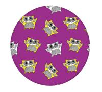 4 PCS Small Gaming Mouse Pad - Quirky Owl Purple Round Rubber Base Desk Mat, Desk Pad with Stitched Edges, Mousepad for Laptop, PC Keyboard Mouse Mat for Work Game Office 7.9 in