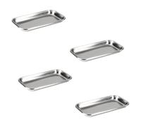 4 Pcs Small Instrument Tray Stainless Steel Rectangular Medical Tray Metal Surgical Trays for Dental Lab Tool, Bathroom Organizer, Tattoo Tool Trays, 22.5 x 11.7 x 2cm