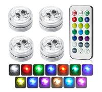 4 PCS Small Led Lights, Mini Submersible Light with Remote Control, Waterproof Small 13 Color Changing Tub Lights for Aquarium Pool Party Decoration