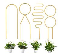 4 Pcs Small Metal Trellis for Potted Plants,Gold Trellis for Climbing Plants Indoor,Small Trellis for Potted Plants Support Stake House Plant Trellis for Garden Potted Plant,Hoya,Pothos,Flower