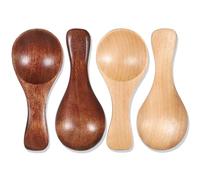 4 Pcs Small Wooden Spoon 3.2 Inch Mini Nature Wooden Spoons Wood Condiment Tea Spoons Kitchen Supplies for Sauces Salt Sugar Spices Jars Dips Honey Coffee Mustard