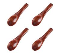 4 Pcs Small Wooden Spoons, 2.36 Inch Mini Handmade Wooden Spoons for Jars, Eating Ice Cream, Coffee Honey Spice Condiments Sugar Salt Sauce Kitchen Cooking(Red Brown)