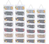 4 Pcs Sock Laundry Bag, Socks Organizer Mesh Bags for Washing Machine, Large Wash Bag Hanging for Stocking Underwear Bra Lingerie, Travel Organizer, Different Sizes for Adults & Children, 28 Pockets