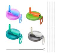 4 Pcs Soda Can Lids With Straw, Can Lid for Fizzy Drinks, Soda Cans Lids,Reusable for Outdoor Activities and Family Gatherings for Adults and Kids (8 Straws and 1 Cleaning Brush)
