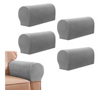4 Pcs Sofa Armrest Covers,Chair Arm Protectors Stretch Armchair Slipcover Elastic Couch Hand Rest Cover Removable Anti-Slip Washable Armchair Protector Decorate and Protect Sofa (Silver gray)