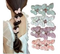 4 Pcs Soft Elastic Spiral Hair Ties,Butterfly Colorful Telephone Cord Hair Ties,Twisted Hairs Wire Pony Hairwire,for Thick Hairs Ponytail Holders Accessories for Women