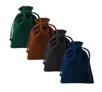 4 PCS Soft Velvet Bags with Drawstrings,7.08 X 5.11 Inch Velvet Jewelry Pouches,Small Drawstring Pouch Velvet Gift Bags for Tarot Rune Jewelry Crystal(4 Colors)