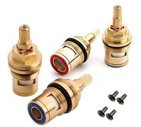 4 Pcs Solid Brass Ceramic Tap Cartridge 1/4 Turn 20 Spline, Replacement Ceramic Tap Cartridges Tap Valve Solid Brass Ceramic (2 Pair Hot & Cold)