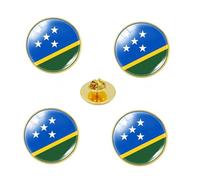 4 Pcs Solomon Islands Flag Button Pins, Round Crystal Glass Flag Lapel Pins, Solomon Islands Travel Souvenirs, National Day Patriots Day Accessories, One Size, Metal, no gemstone