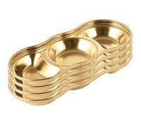 4 Pcs Soy Sauce Dish Stainless Steel Divided Dip Bowls Korean 3 Compartment Sauce Plate Seasoning Dipping Condiment Tray for Bbq Vinegar Spice Salt Sugar Flavor Home Restaurant