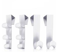 4 Pcs Space-Saving Overdoor Hook Hangers - White Plastic Peg Clothes Holder for Bathrooms and Bedrooms, Over Door Coat Hanging Hook Hanger Vertical Ironing Aid Rack No Nails Screws or Adhesive Needed