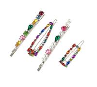 4 Pcs Sparkling Rhinestone Hair Clips Colorful Crystal Barrettes Sweet Headpiece Accessories For Women Girls