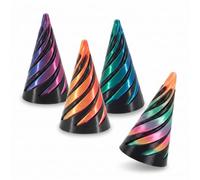 4 Pcs Spiral Cone Fidget Toy,3D Printed Fidget Toy,Impossible 3D Spiral Pyramid Fidgets,Triangle Desktop Pass Through Fidget Toys,Mini Twisty Cones for Adults and Kids Anxiety Stress Relief (Black)