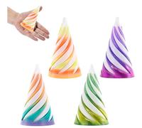 4 PCS Spiral Cone Fidget Toy, Impossible Cone Stress Relief Desk Toy, 3D Printed Spiral Fidget Toy for Anxiety Relief, Fun Desk Decor for Home, Office, School (Green, Purple, Yellow, Rainbow)