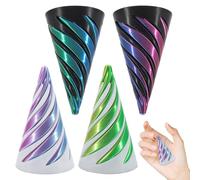 4 PCS Spiral Cone Fidget Toy,Pyramid Impossible Cone,3d Printed Fidget Toy,Desktop Mini Vortex Cones Spiral Toy for Home Office Desk Decor Souvenir Gift(4 colors)