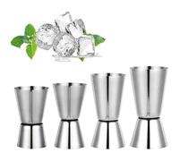 4 PCS Spirit Measures,30/60ml & 25/50ml & 15/30ml &20/40ml Set,Stainless Steel Shot Measure, Alcohol Gin Jigger Bar Craft Dual Drinks Measure Cup Bar Party Wine Cocktail Drink Shaker Shaker
