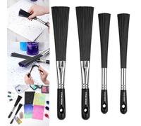 4 Pcs Splatter Brush, Abstract Art Brush for Adding Speckles Splatters Spots to Painting Project, Flat/Round Paintbrush for Splattering Paint, Ink Blending Painting Brushes for Card Making Drawing