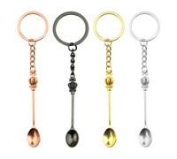 4 Pcs Spoon Necklace, Medicine Spoons Mini Spoon Keychain Kit, Alloykeyring Nucklaces, Gadget for Men Women Backpack Pendant Party Favors, Small Gift for Festival Sugar Tea Canape Tableware