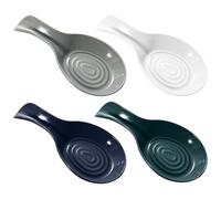 4 Pcs Spoon Rest for Kitchen Counter, Plastic Spoon Rest, PP Utensil Holder, White, Grey, Dark Blue, Dark Green, for Hotpot, Easy to Clean, Portable Handle