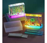 4 Pcs Square Light Resin Silicone Molds Lamp Holder Molds for Flower Preservation with USB Light for DIY Epoxy Resin Casting Craft Desktop Ornaments Table Candle Home Decorations