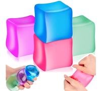 4 PCS Squeeze Stress Ball for Autism, Doh Cube Squishy Sensory Fidget Toys, Squidgy Anxiety Relief Toys, Stress Relief Balls for Kids Adults Fun Birthday Party Gifts