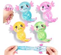 4 PCS Squishy Toys, Axolotl Toy, Axolotl Squishy Fidget Toys, Stress Relief Squeeze Toys, Birthday Easter Gifts for Kids Adults