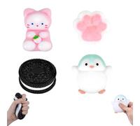 4 PCS Squishy Toys Set, Taba Squishies and Soft and Lovely Taba Squishy Paw, Cute Cat Penguin Design Portable Sensory Toys Suitable for Children Who Relieve Stress