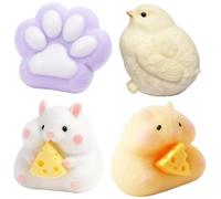 4 PCS Squishy Toys Set, Taba Squishy Kit with Adorable Designs, Stress Relief Sensory Play for Kids and Adults, Perfect for Classroom, Office, and Travel, Birthday and Festival Gifts