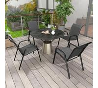 Outsunny Wicker Dining Chairs 4pc, Stackable - Mixed Grey, Grey