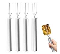4 Pcs Stainless Steel BBQ Forks, Marshmallow Toasting Forks Cheese Corn Fork for Outdoor Travel, Snack Fork for Dried Fruit, Marshmallow Toasting, Potatoes, Vegetables