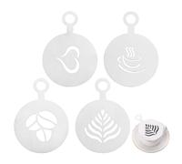 4 Pcs Stainless Steel Coffee Stencils,Barista-Grade Latte Art & Cake Decoration Templates,Versatile Baking,Hot Chocolate Garlands DIY Biscuit Bread Molds,Reusable Moulds,Set for Bakers,Home Baristas