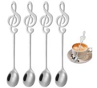 4 Pcs Stainless Steel Coffee Teaspoon - Musical Note Spoons for Dessert and Stirring
