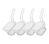 4 Pcs Stainless Steel Deep Fryer Basket, Basket Strainer for French Fries and Fried Chicken Potato Cooking Tool Deep Fry Basket Wire Mesh French Chip Frying Serving Basket (Silver)