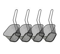 4 Pcs Stainless Steel Deep Fryer Basket, Basket Strainer for French Fries and Fried Chicken Potato Cooking Tool Deep Fry Basket Wire Mesh French Chip Frying Serving Basket (Black)