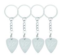 4 Pcs Stainless Steel Guitar Pick,Guitar Pick Keychain,Gift for Guitarist,Music Lover Gifts,Guitar Lovers Keychain,Music Gifts