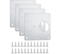 4 Pcs Stainless Steel Hinge Repair Plate, Cabinet Hinge Repair Plate with Hole Bracket, Kitchen Door Hinge Repair Plate with Custom Screws for Kitchen Furniture Wardrobe (4)