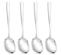 4 Pcs Stainless Steel Large Buffet Serving Spoons Stainless Steel Serving Spoon Silver Serving Spoons with Long Handle for Kitchen Restaurant Banquet （Thickened Square Head)