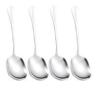 4 Pcs Stainless Steel Large Buffet Serving Spoons Stainless Steel Serving Spoon Silver Serving Spoons with Long Handle for Kitchen Restaurant Banquet （Square Head Enlarged)