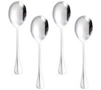 4 Pcs Stainless Steel Large Buffet Serving Spoons Stainless Steel Serving Spoon Silver Serving Spoons with Long Handle for Kitchen Restaurant Banquet （Round Head