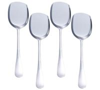 4 Pcs Stainless Steel Large Buffet Serving Spoons Stainless Steel Serving Spoon Silver Serving Spoons with Long Handle for Kitchen Restaurant Banquet （Square Shovel