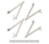 4 Pcs Stainless Steel Lid Stay Support Hinge Cabinet Cupboard Hinges Folding Cabinet Stay Hinges 180 Degree Lid Support Hinges for Furniture Cabinet Wardrobe Door