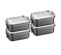 4 Pcs Stainless Steel Lunch Box 550ml - Leak-Proof Bento Box with Lockable Clips | Stackable Reusable Food Containers | Dishwasher Safe Lunch Box for Work, School & Picnic