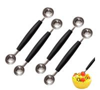 4 PCS Stainless Steel Melon Baller Scoop, Double-Sided Fruit Ice Cream Spoon, Multi Functional Small Ice Cream Scoop, for Fruit, Ice Cream, Cookie Dough, and Party Food Decorations