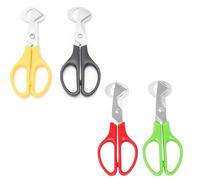 4 PCS Stainless Steel Quail Egg Cutter Scissors Quail and Pigeon Egg Cutter Tool Small Egg Scissors Quail Scissor Opener for Home Restaurant(Yellow Black Red Green)